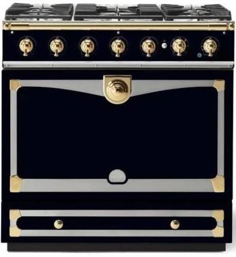 NIB La Cornue CornuFe 90 C9MF 36" Gloss Black Dual Fuel Range SSteel/brass trim