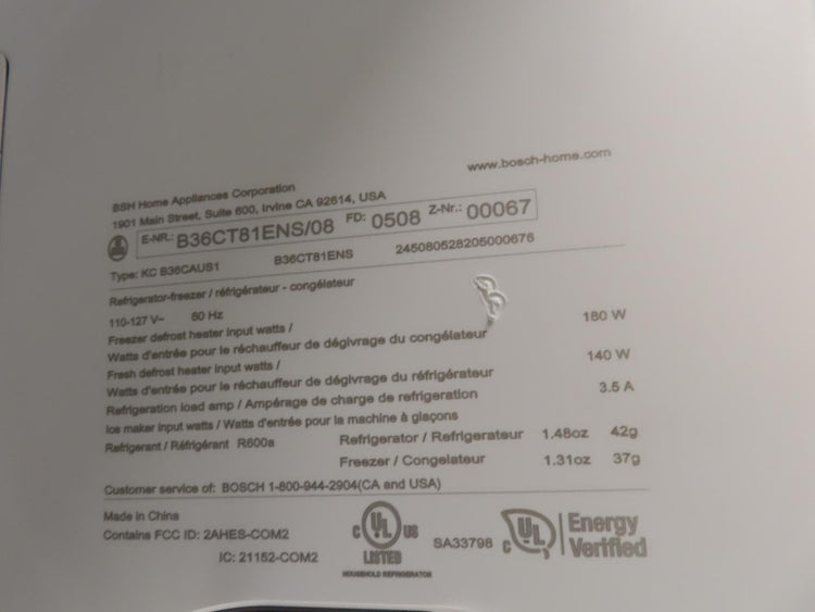 Bosch 800 Series B36CT81ENS 36" Smart French Door Bottom Mount Refrigerator Pics
