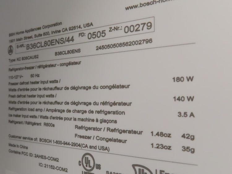 Bosch 800 Series B36CL80ENS 36" Counter Depth French Door Refrigerator S.Steel