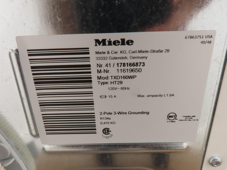 Miele 24" White Front Load Washer and Dryer Set WWD160 / TXD160WP Full Warranty