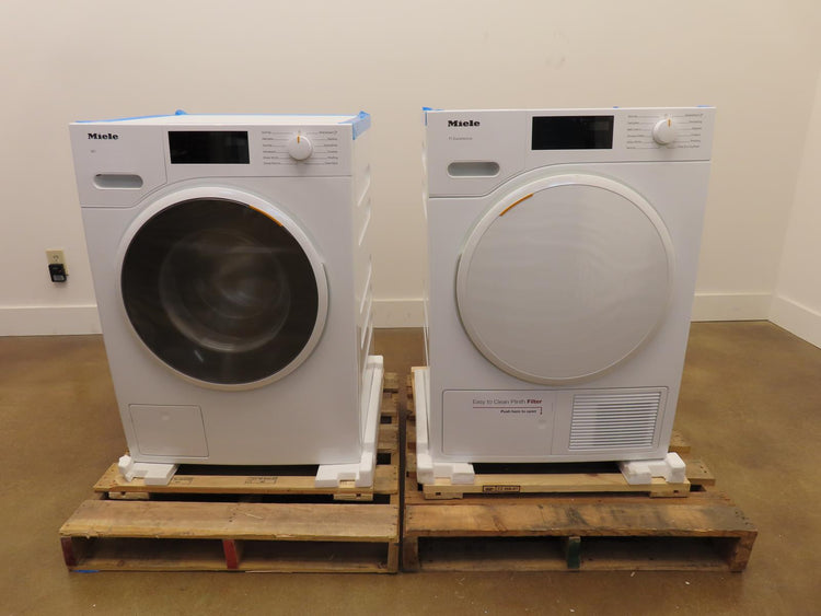 Miele 24" White Front Load Washer and Dryer Set WWD160 / TXD160WP