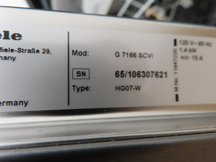 Miele G7166SCVI 24" Fully Integrated Built-In Smart Panel Ready Dishwasher IMGS