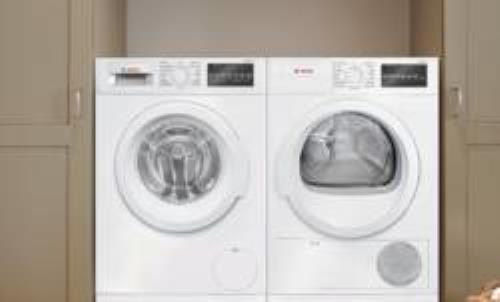 Bosch 300 Series WHT Front Load Washer + Dryer White WAT28400UC / WTG86400UC