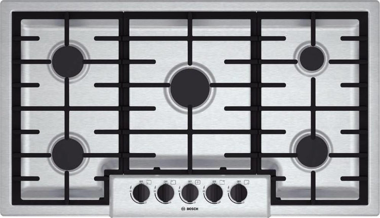 Bosch 500 Series 36" 5 Sealed Burner LED Re-Ignition SS Gas Cooktop NGM5656UC