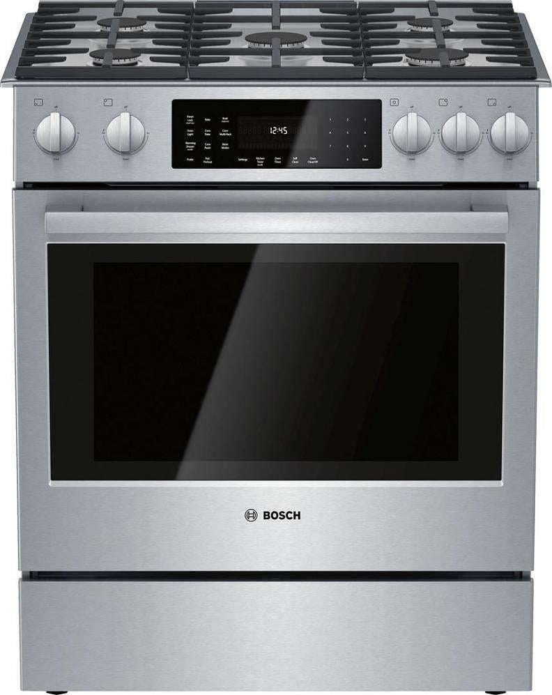 Bosch 800 Series 30" SS Slide-In European Convection Dual Fuel Range HDI8056U