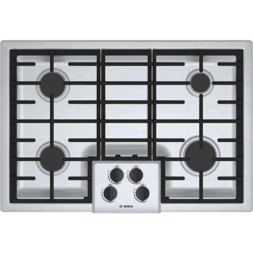 Bosch 500 Series 30" SS 4 Sealed Burner Low-Profile Gas Cooktop NGM5055UC