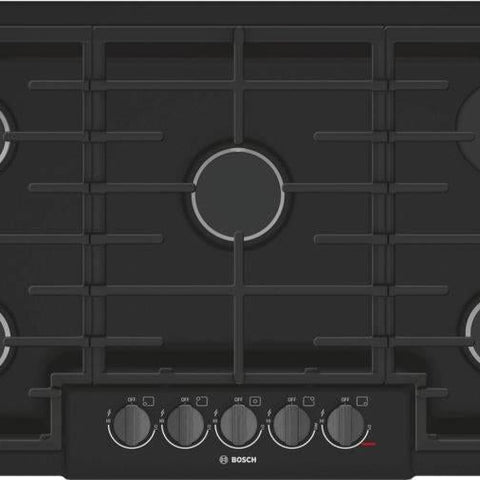 Bosch 800 Series 36 Inch Black Red LED 5 Sealed Burners Gas Cooktop NGM8646UC