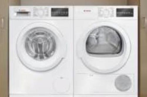 Bosch 300 Series WHT Front Load Washer + Dryer White WAT28400UC / WTG86400UC