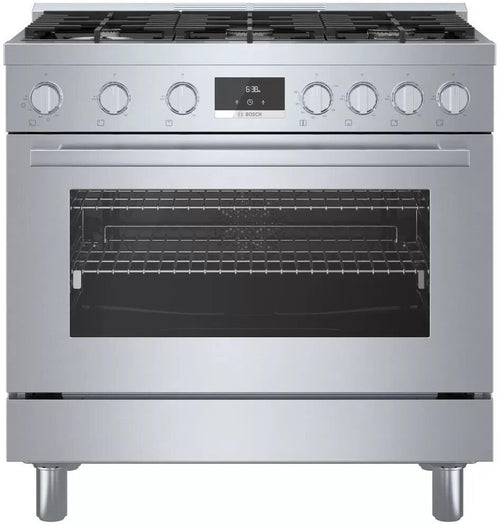 Bosch 800 Series 36 Inch SS 6 Sealed Burners Freestanding Gas Range HGS8655UC