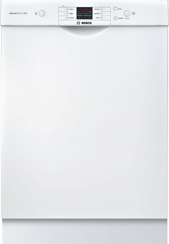 Bosch 100 Series SHEM3AY52N 24" Full Console Built-In White Dishwasher