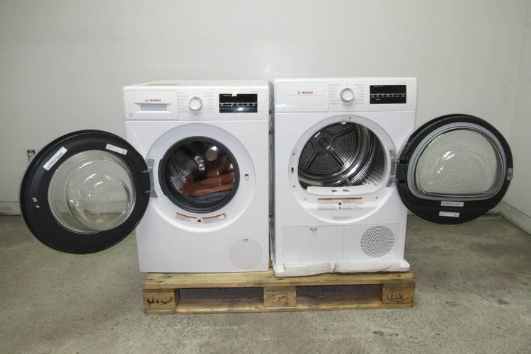 Bosch 500 Series Front Load White Washer+Dryer Set WAT28401UC / WTG86401UC