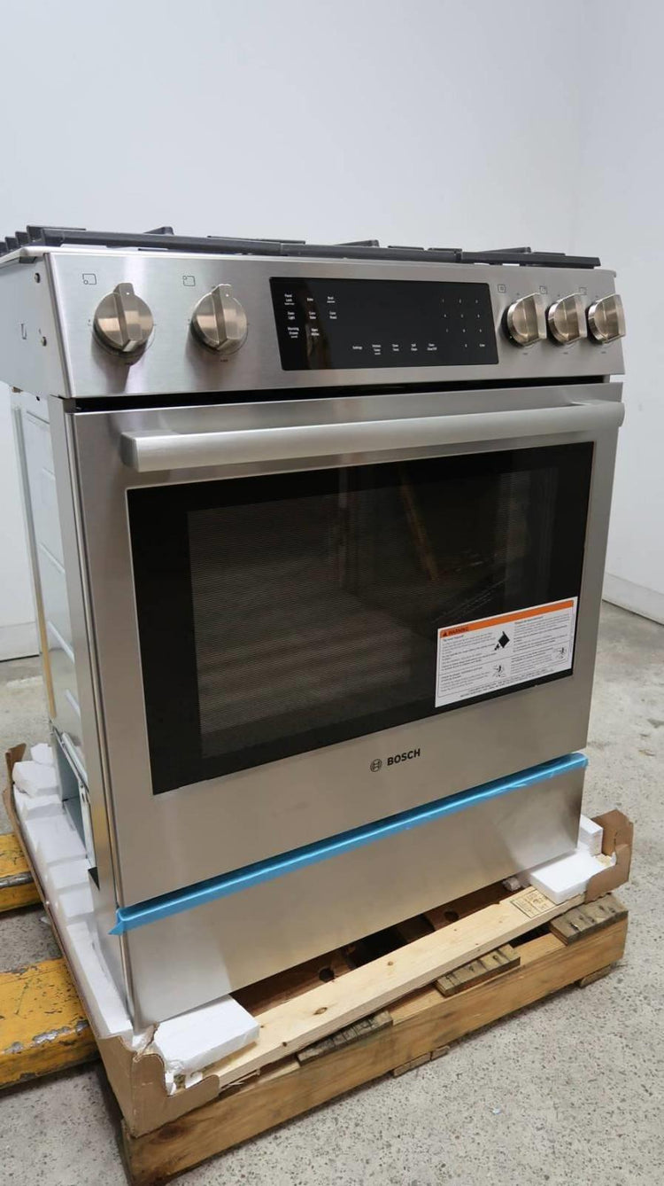 Bosch 800 Series 30" SS 5 Sealed Burners 9 Mode Slide-In Gas Range HGI8056UC