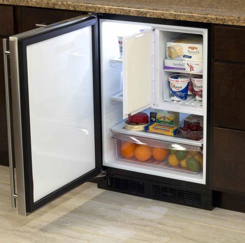 Marvel ML24RFS2LB 24" Built-in Compact Black Refrigerator/Freezer Left Hinge