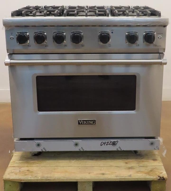 Viking 5 Series VGR5366BSS 36" Pro-Style Natural Gas Stainless Range 2018 Model