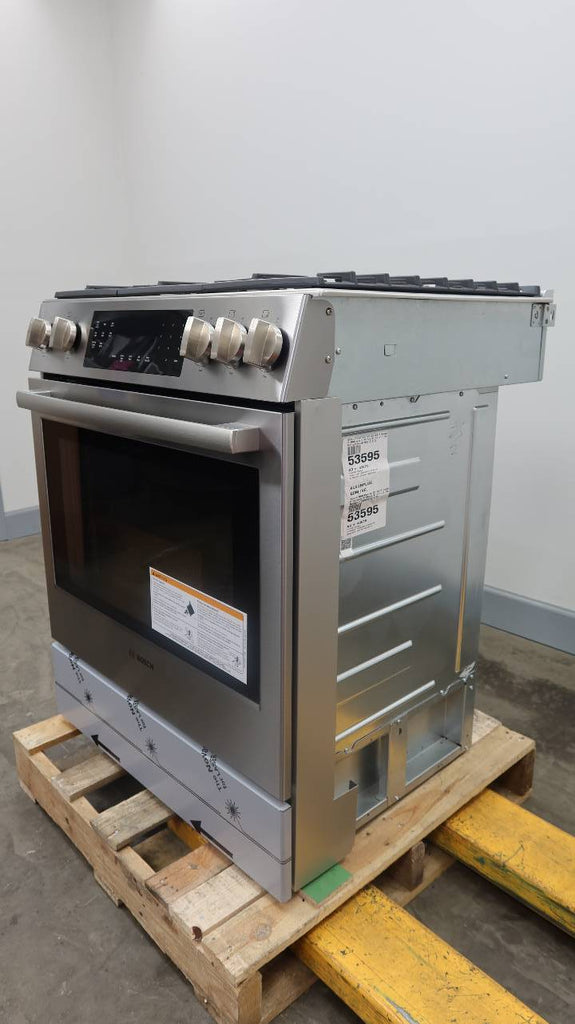 Bosch 800 Series 30" SS 9 Mode 5 Sealed Burners Slide-In Gas Range HGI8056UC