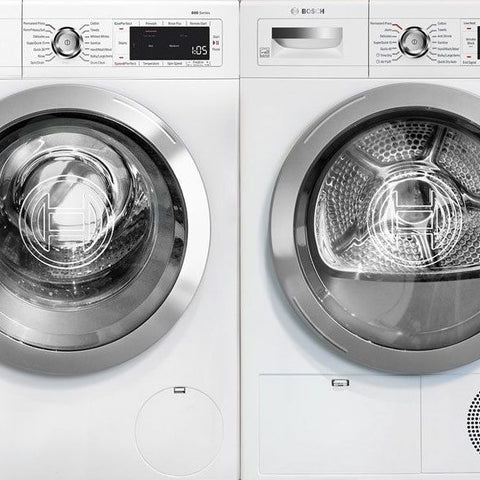 Bosch 800 Series White Front Load Washer+Dryer Set WAW285H2UC / WTG865H4UC Pics