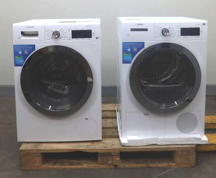 Bosch White 800 Series Front Load Washer+Dryer Set WAW285H2UC / WTG865H4UC