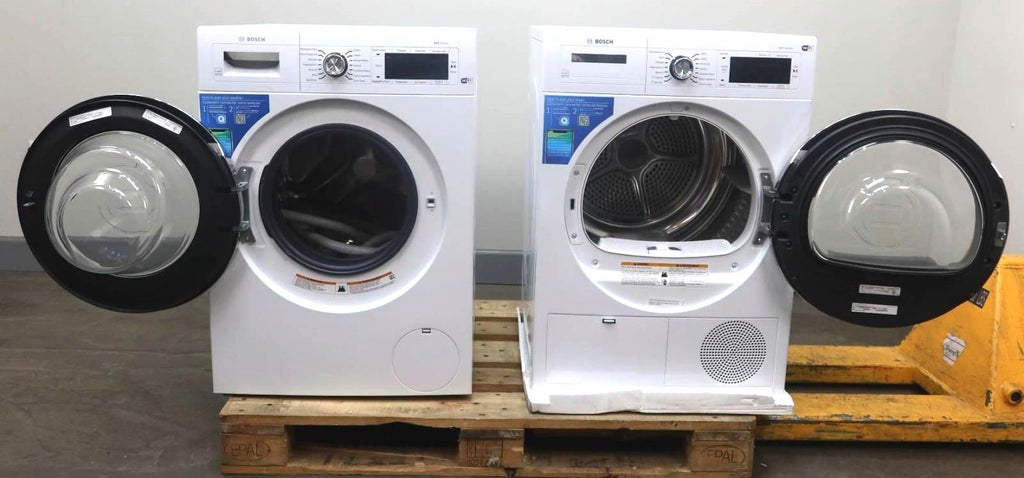 Bosch White 800 Series Front Load Washer+Dryer Set WAW285H2UC / WTG865H4UC