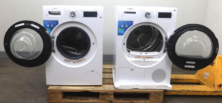 Bosch White 800 Series Front Load Washer+Dryer Set WAW285H2UC / WTG865H4UC