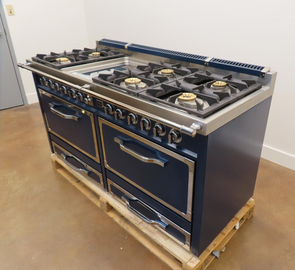 Viking Tuscany Series TVDR6616GSB 66" Freestanding Dual Fuel Slate Blue Range