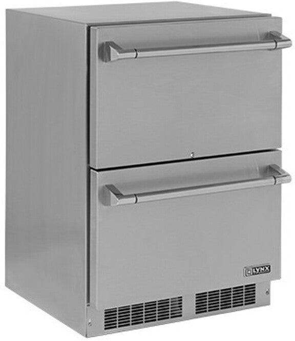 Lynx LN24DWR 24" Built-In Stainless Steel Double Drawer Outdoor Refrigerator