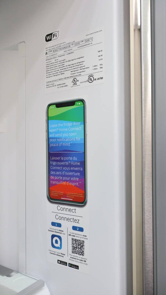 Bosch 36" LED 21 cu.ft. Smart French Door SS 800 Series Refrigerator B36CT80SNS
