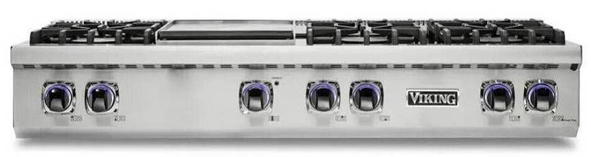 Viking 5 Series VRT5486GSS 48" TruPower Plus + Griddle Gas Rangetop 2024 Model