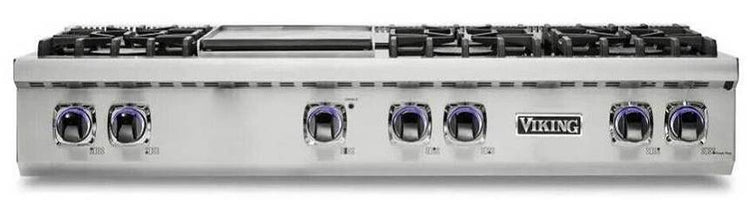 Viking 5 Series VRT5486GSS 48" TruPower Plus + Griddle Gas Rangetop 2024 Model
