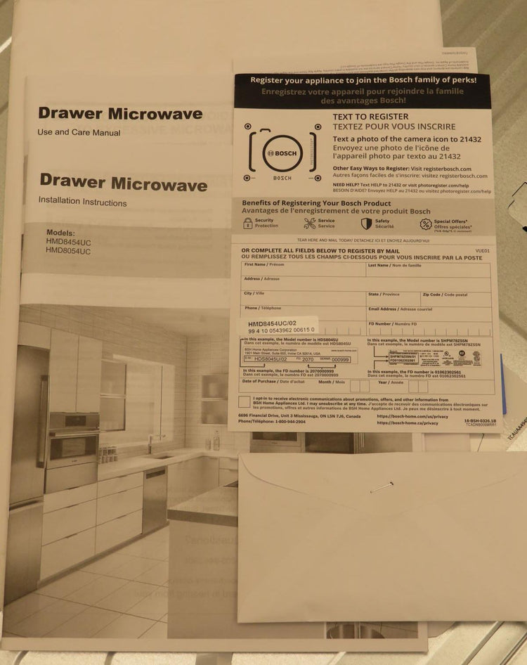 Bosch 800 Series HMD8454UC  24" 1.2 Cu.Ft. Cap Smart Microwave Drawer
