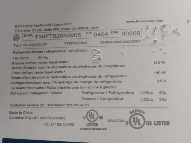 Thermador Professional Series T36FT820NS 36" French Door Refrigerator Pics