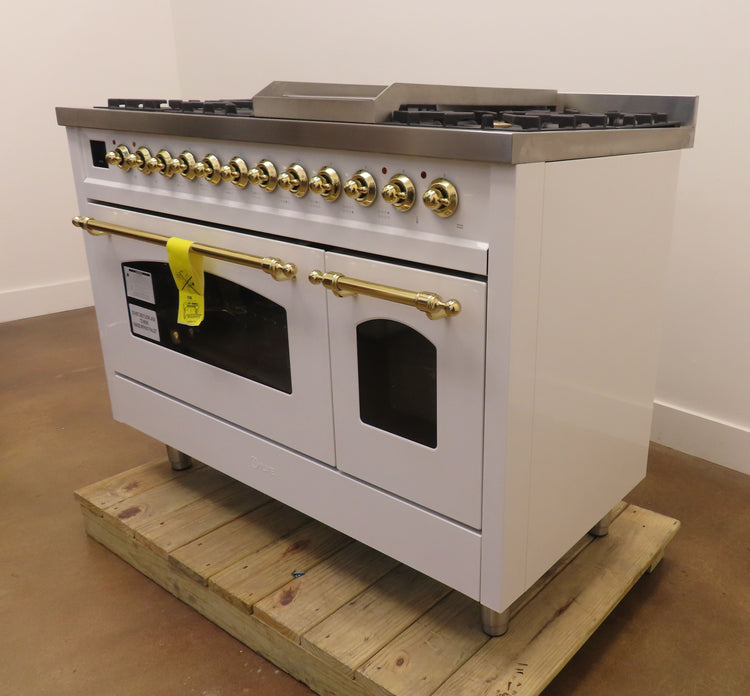 Ilve Nostalgie II Collection UP48FNMPWHG 48 Inch Freestanding Dual Fuel Range