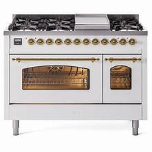 Ilve Nostalgie II Collection UP48FNMPWHG 48 Inch Freestanding Dual Fuel Range