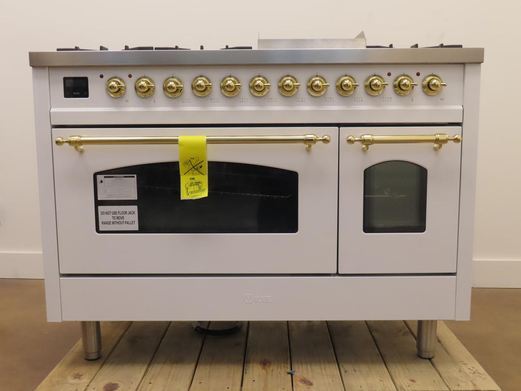 Ilve Nostalgie II Collection UP48FNMPWHG 48 Inch Freestanding Dual Fuel Range