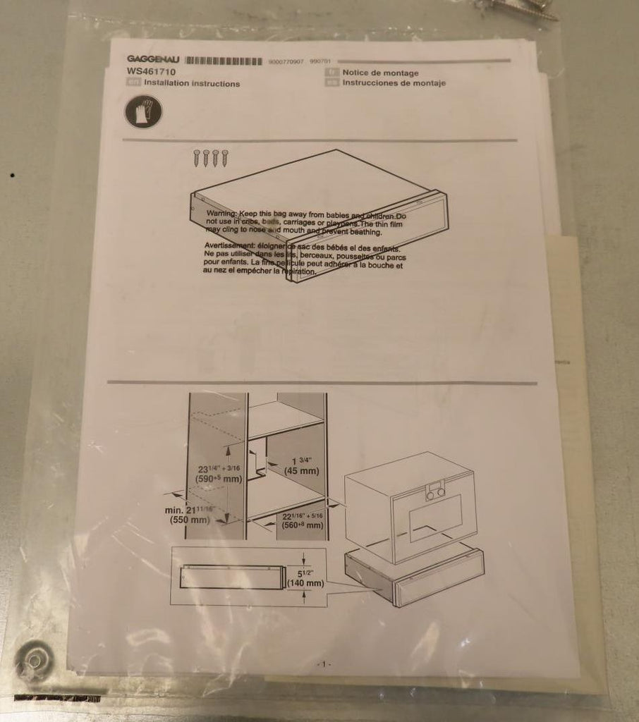Gaggenau 400 Series WS461710 24" Warming Drawer 0.75 cu. ft. Capacity Pictures
