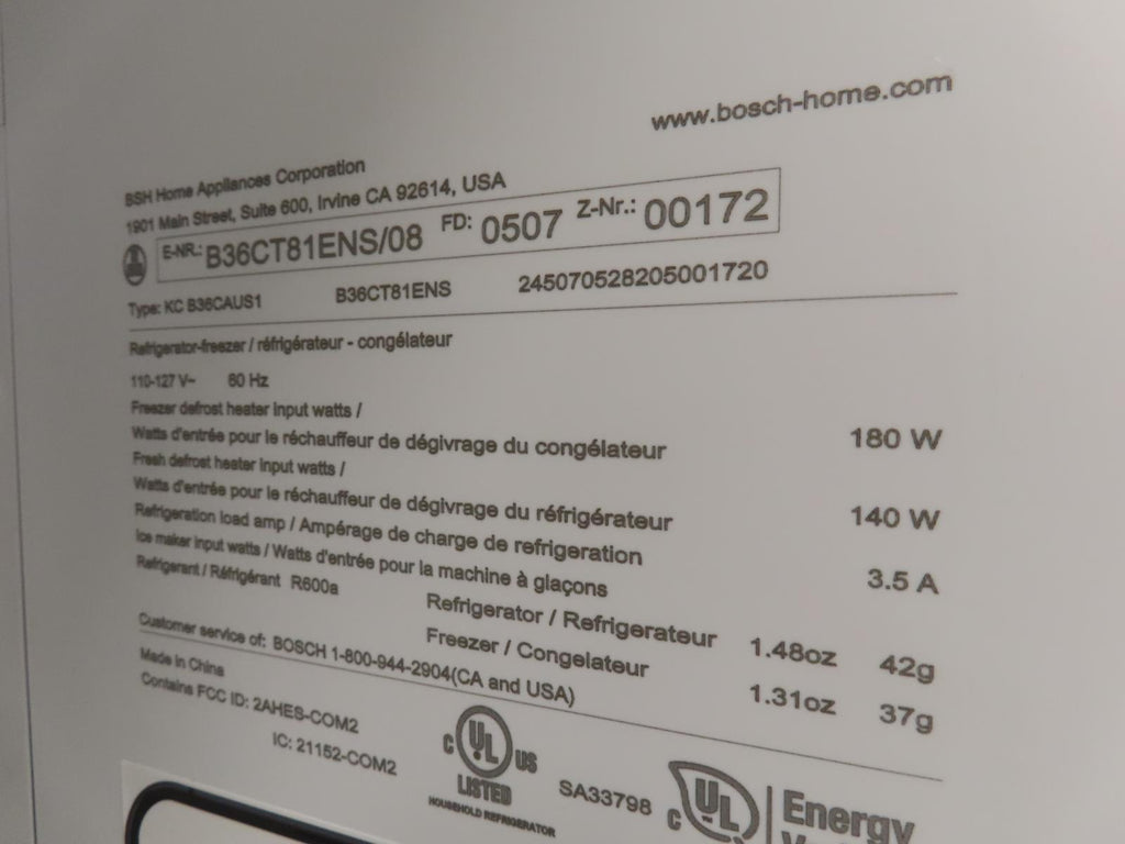 Bosch 800 Series B36CT81ENS 36" Smart French Door Bottom Mount Refrigerator