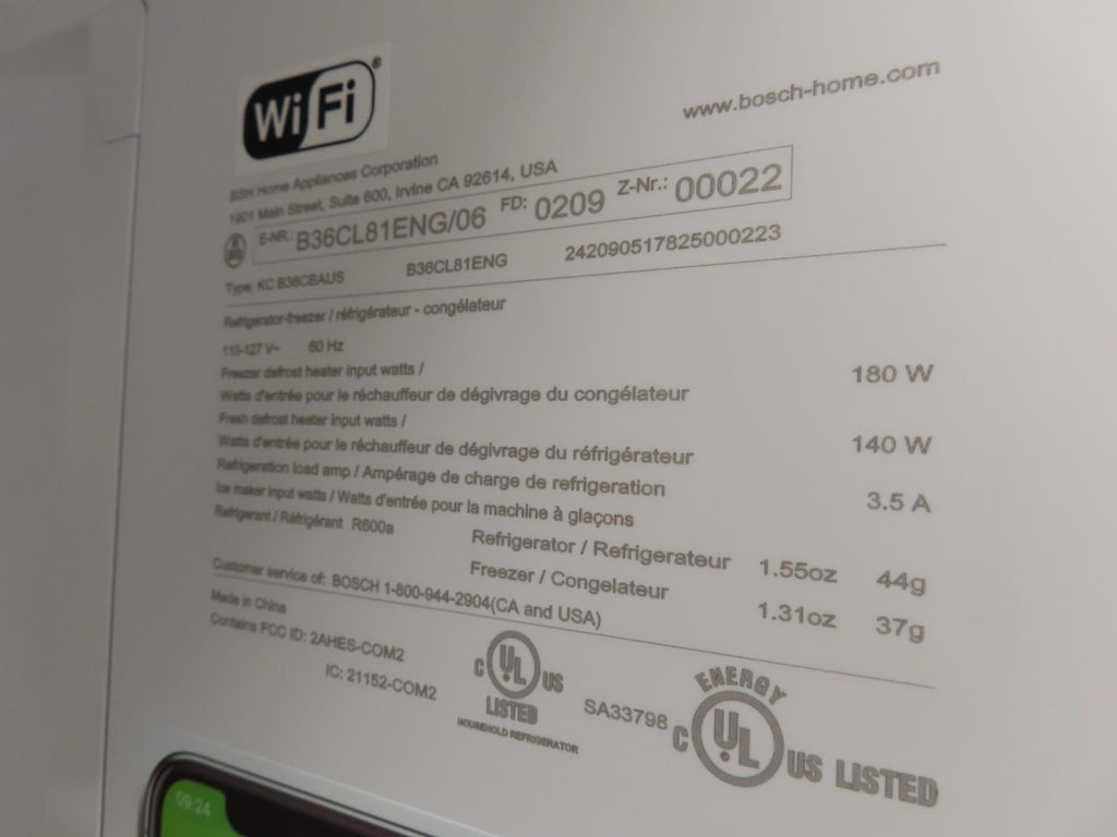 Bosch 800 Series B36CL81ENG 36" Freestanding French Door Smart Refrigerator IMGS