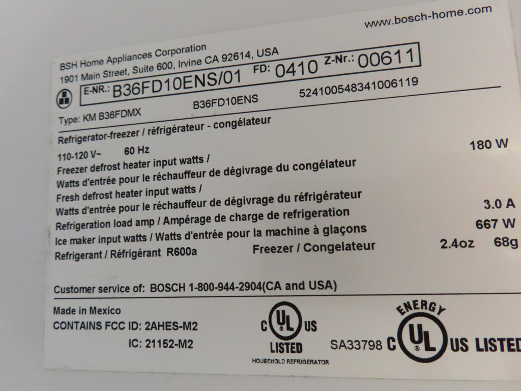 Bosch 100 Series B36FD10ENS 36" Freestanding French Door Smart Refrigerator Imgs