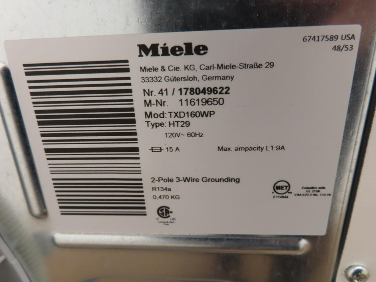 Miele 24" White Front Load Washer & Dryer Set WWD160 / TXD160WP See Pictures