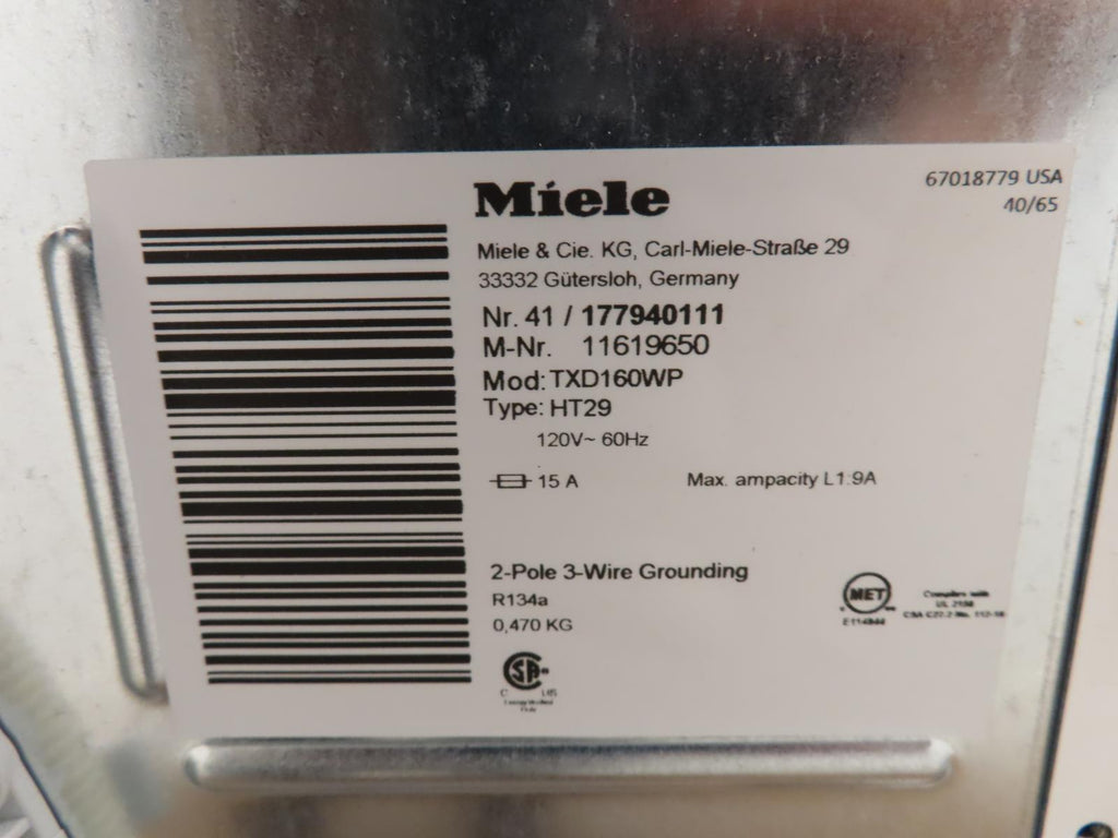 Miele 24" White Front Load Washer and Dryer Set WWD160 / TXD160WP