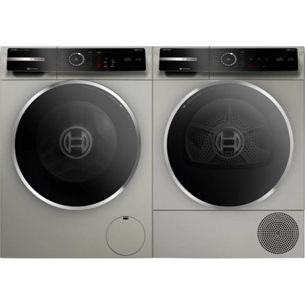 Bosch 800 Series WGB246AXUC / WQB245AXUC Front 24" Grey Load Washer & Dryer Set