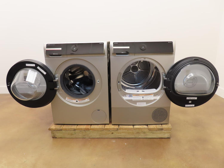 Bosch 800 Series WGB246AXUC / WQB245AXUC Front 24" Grey Load Washer Dryer Set
