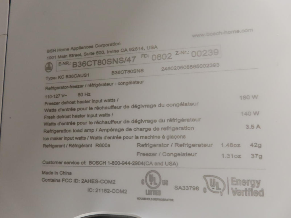 Bosch 800 Series B36CT80SNS 36" Smart Counter Depth French Door Refrigerator IMG