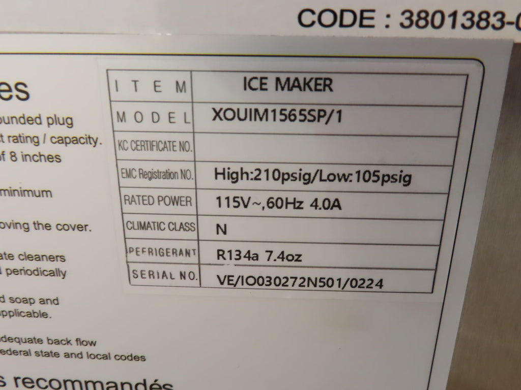 XO XOUIM1565SP 15 Inch Built-In Indoor/Outdoor Gourmet Ice Maker