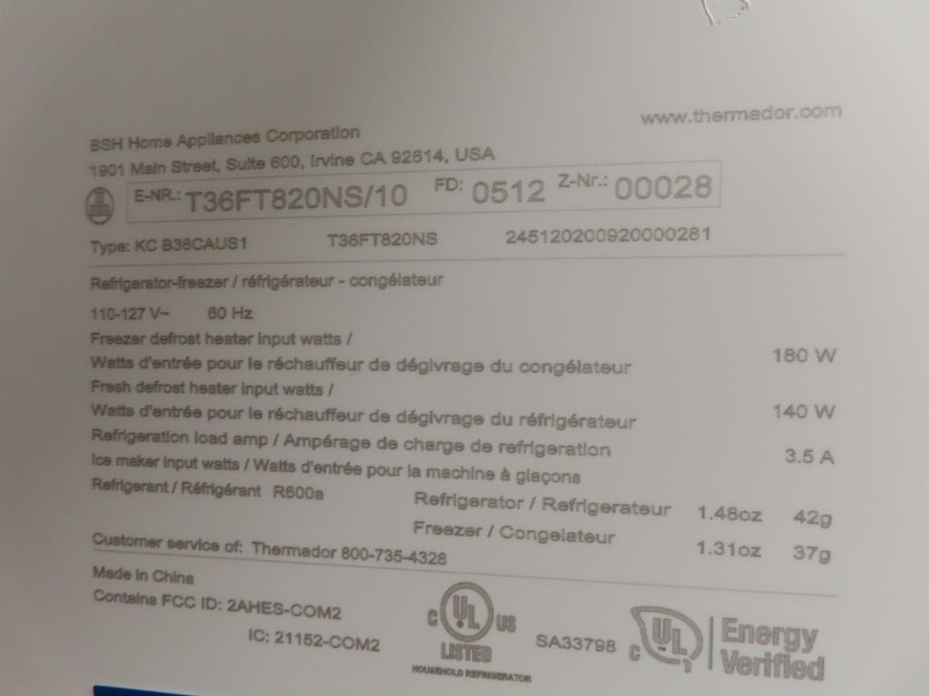 Thermador Professional Series T36FT820NS 36" Stainless French Door Refrigerator