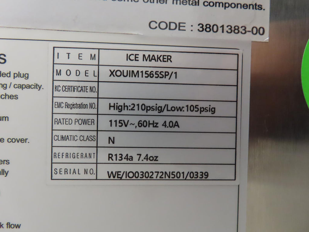 XO XOUIM1565SP 15" Built-In Stainless Steel Indoor/Outdoor Gourmet Ice Maker