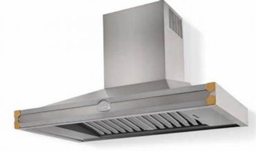 La Cornue CornuFe 90 H9IF 36" Wall Mount Ducted Hood S.S and Polished Brass Trim