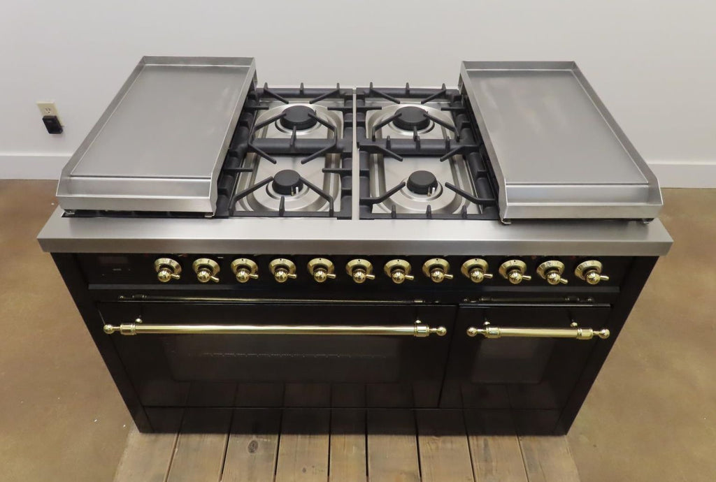 Ilve Nostalgie II Collection UP48FNMPBKG 48 Inch Freestanding Dual Fuel Range
