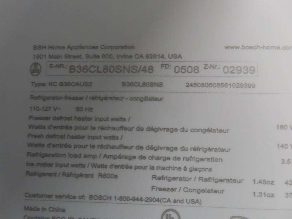 Bosch 800 Series B36CL80SNS 36" French Door Counter Depth Smart Refrigerator Pic