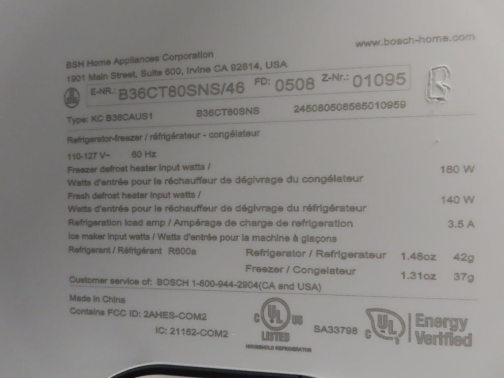 Bosch 800 Series B36CT80SNS 36" Smart Counter Depth French Door Refrigerator Pic
