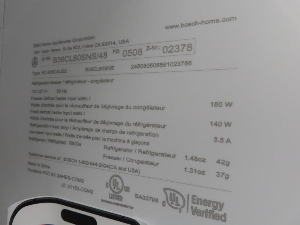 Bosch 800 Series B36CL80SNS 36" French Door Counter Depth Smart Refrigerator IMG